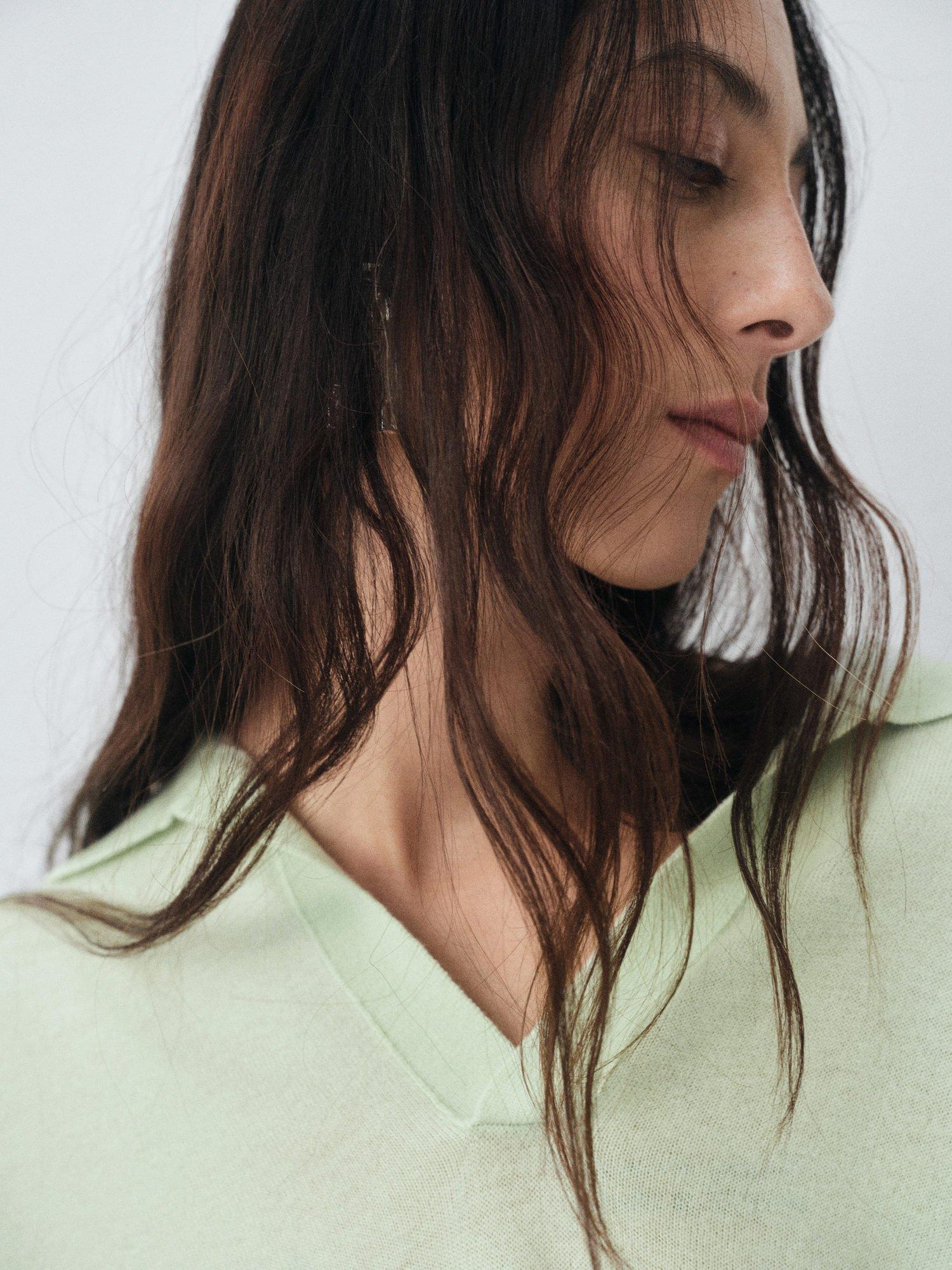 Product image 7 of 8, which shows Mango Auriga Pure Wool Jumper, Turquoise/Aqua, S