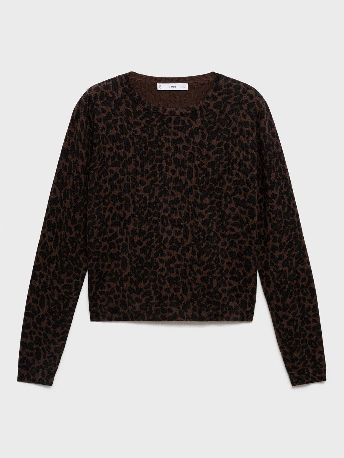 Product image 3 of 9, which shows Mango Jaguar Fine Knit Jumper, Dark Brown, 4XL