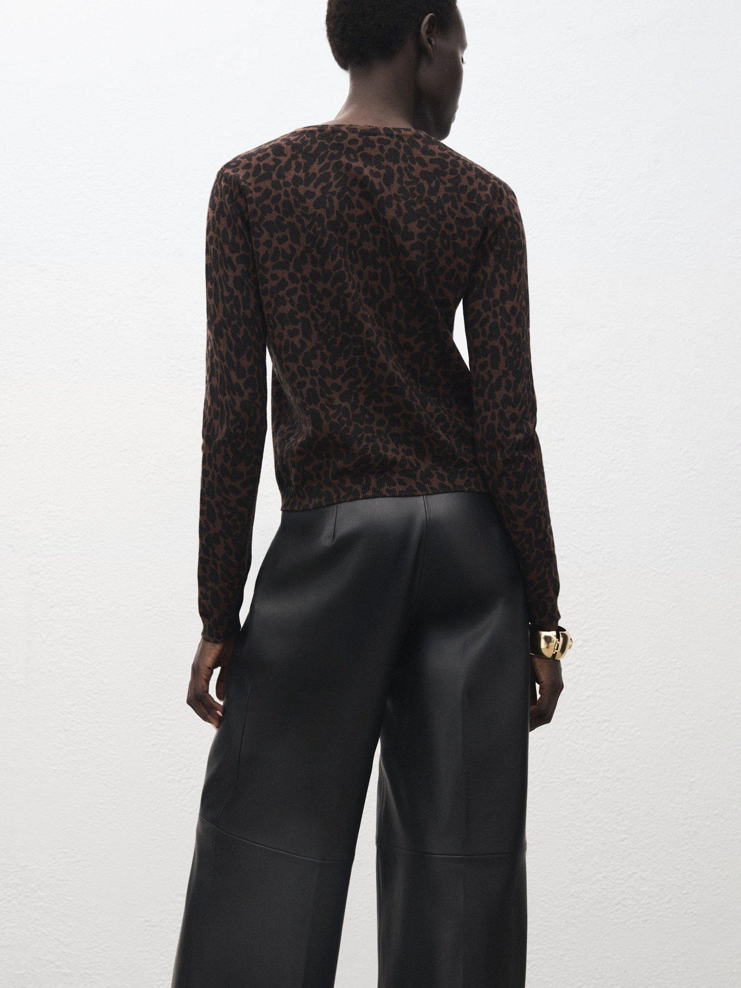Product image 4 of 9, which shows Mango Jaguar Fine Knit Jumper, Dark Brown, 4XL