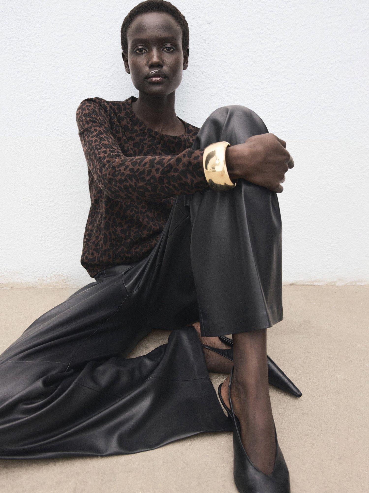 Product image 7 of 9, which shows Mango Jaguar Fine Knit Jumper, Dark Brown, 4XL