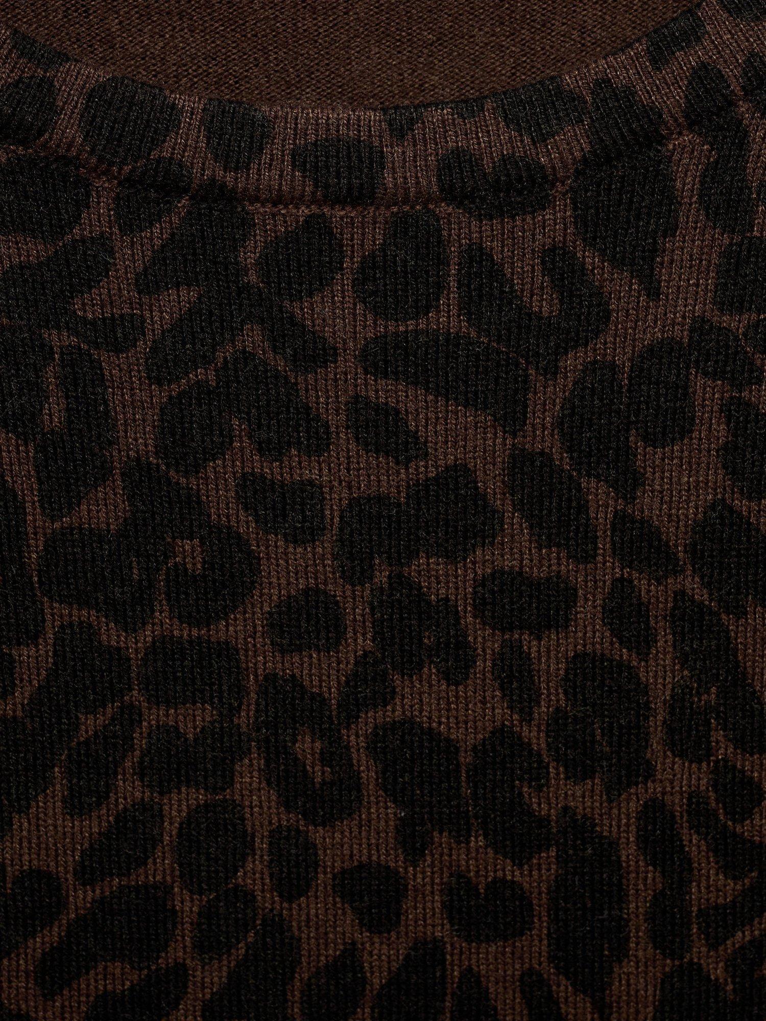 Product image 9 of 9, which shows Mango Jaguar Fine Knit Jumper, Dark Brown, 4XL