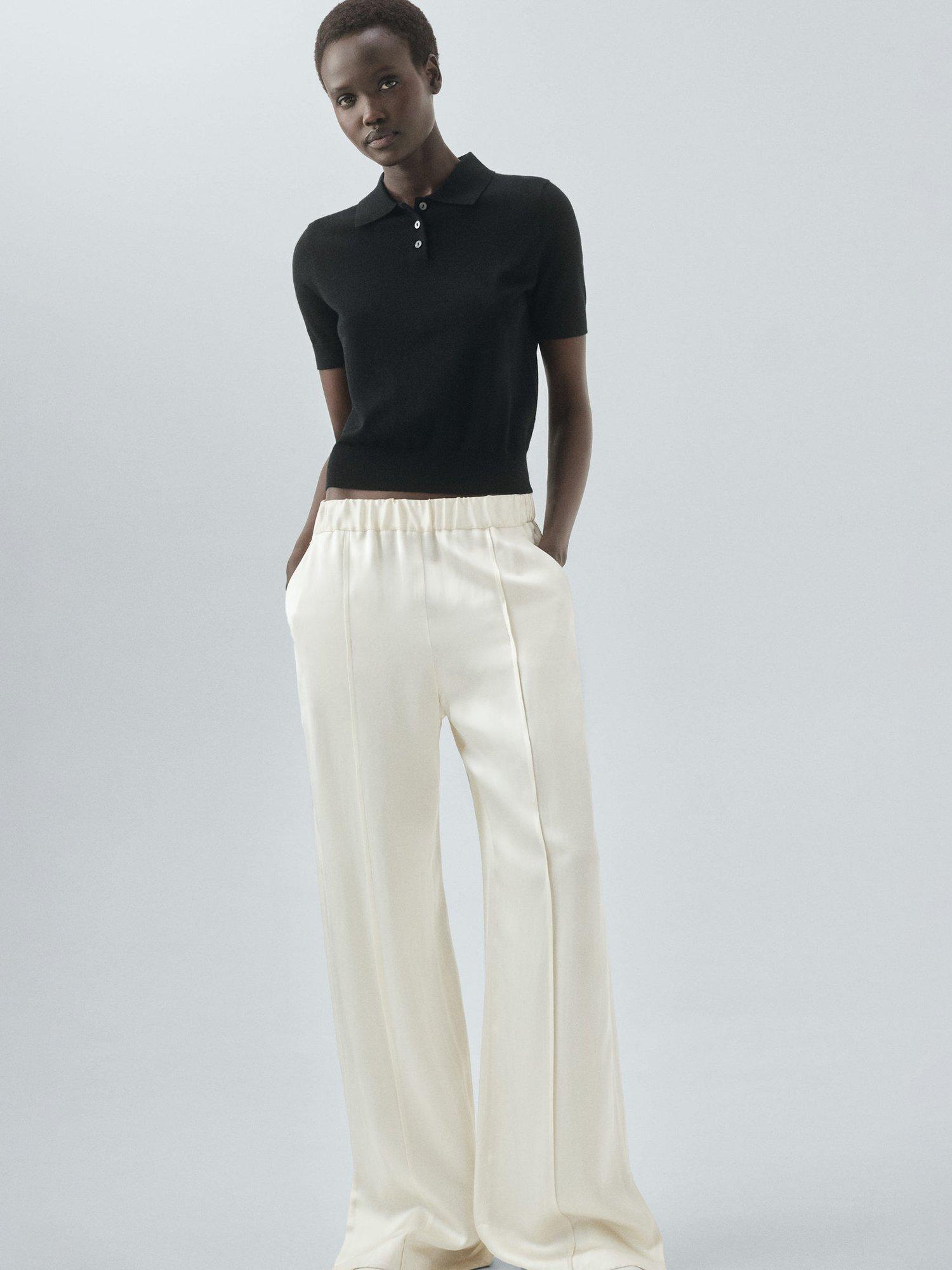 Product image 2 of 7, which shows Mango Kellita Pure Wool Polo Knit Top, Black, XL