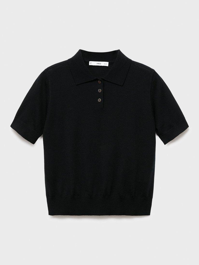 Product image 3 of 7, which shows Mango Kellita Pure Wool Polo Knit Top, Black, XL