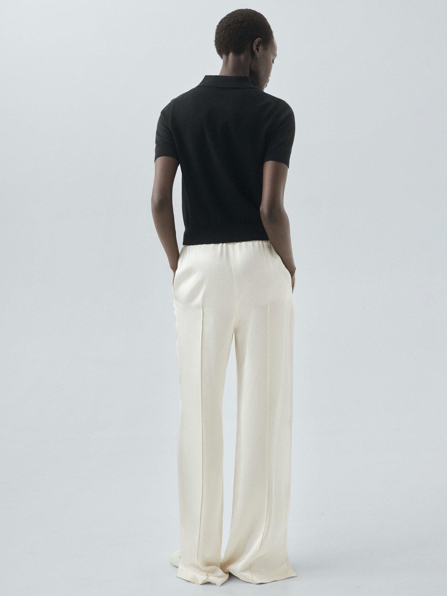 Product image 4 of 7, which shows Mango Kellita Pure Wool Polo Knit Top, Black, XL