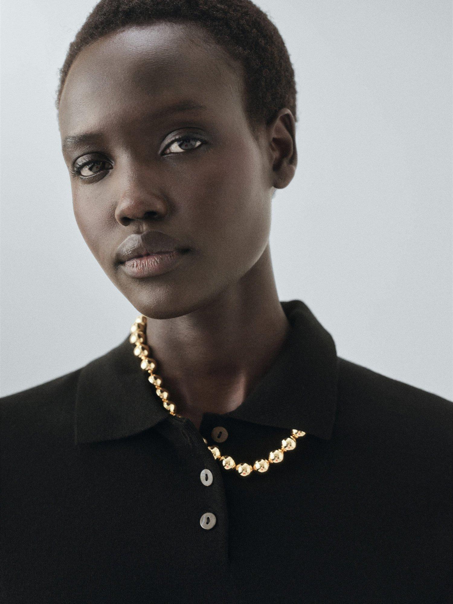 Product image 6 of 7, which shows Mango Kellita Pure Wool Polo Knit Top, Black, XL