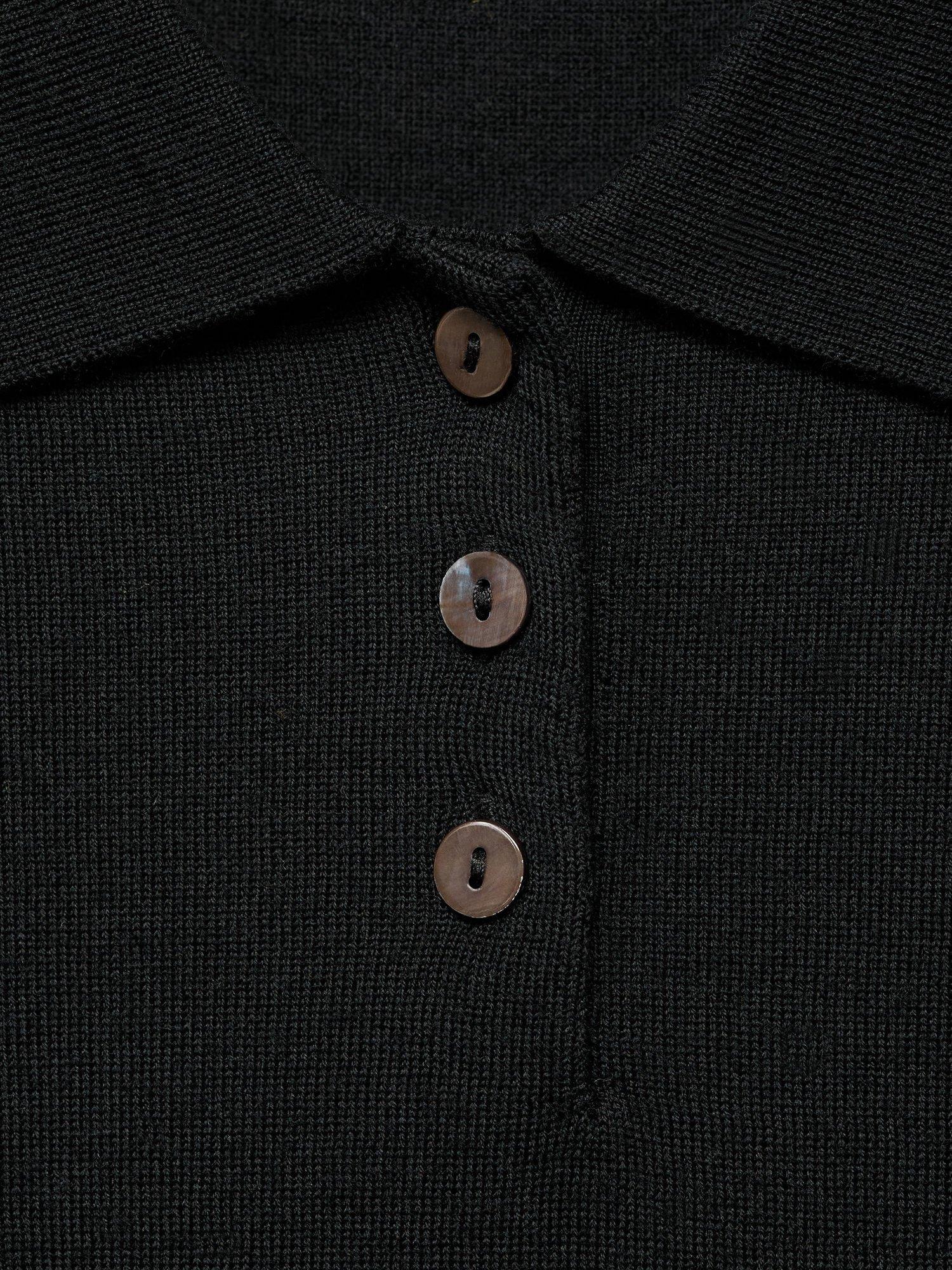 Product image 7 of 7, which shows Mango Kellita Pure Wool Polo Knit Top, Black, XL