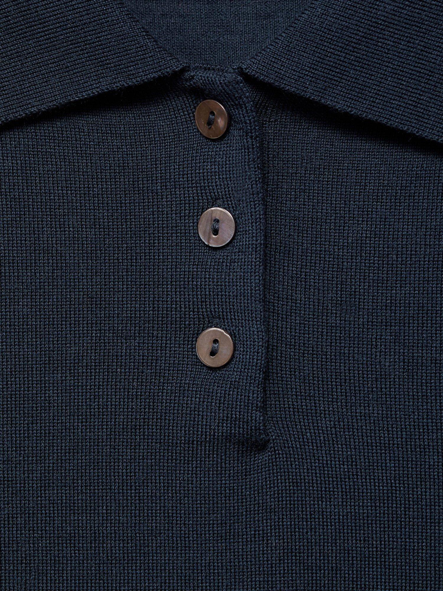 Product image 8 of 8, which shows Mango Kellita Pure Wool Polo Knit Top, Navy, XS