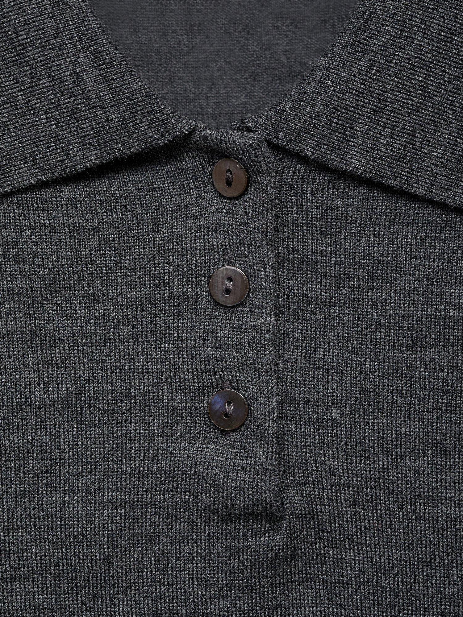 Product image 8 of 8, which shows Mango Kellita Pure Wool Polo Knit Top, Medium Grey, XS