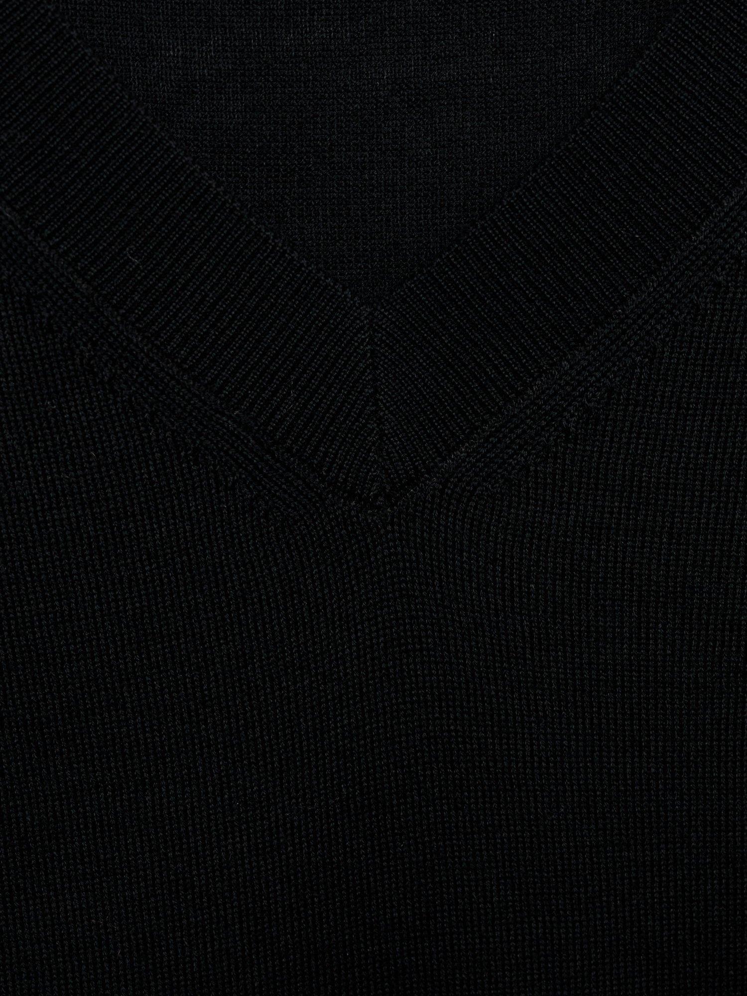 Product image 7 of 7, which shows Mango Kelly Wool Short Sleeve V Neck Jumper, Black, XS