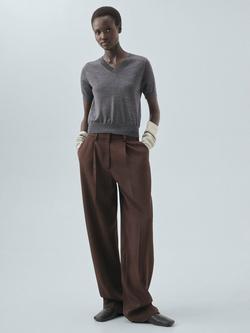 Mango Kelly Pure Wool Knit Top, Medium Grey