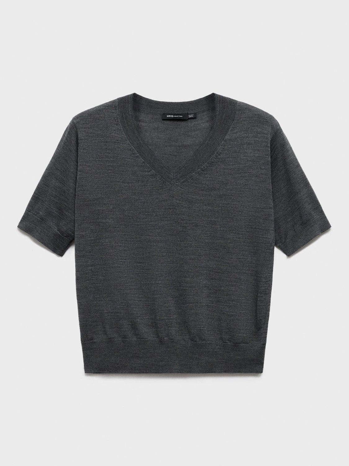 Product image 3 of 7, which shows Mango Kelly Pure Wool Knit Top, Medium Grey, XS