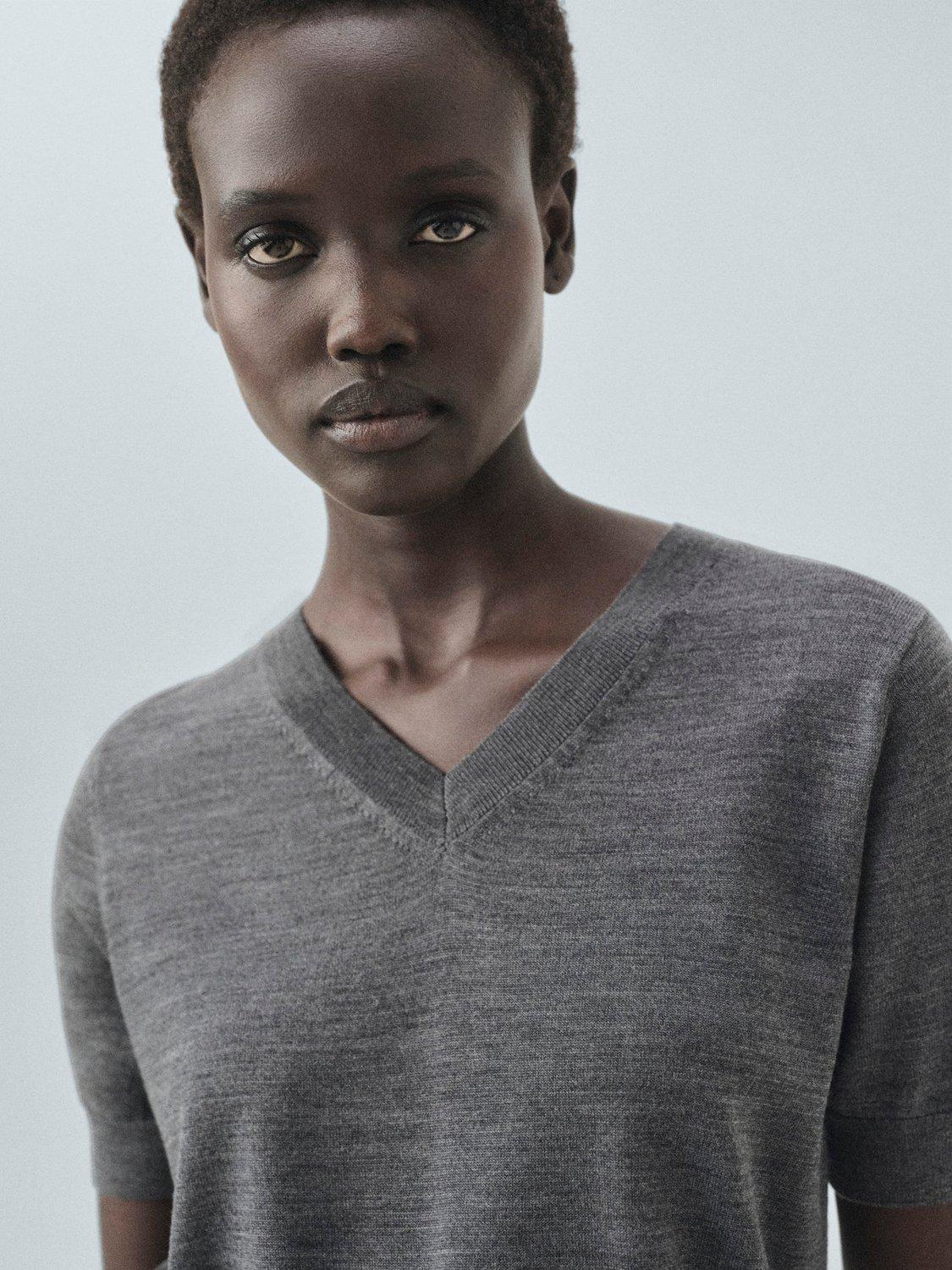 Product image 6 of 7, which shows Mango Kelly Pure Wool Knit Top, Medium Grey, XS