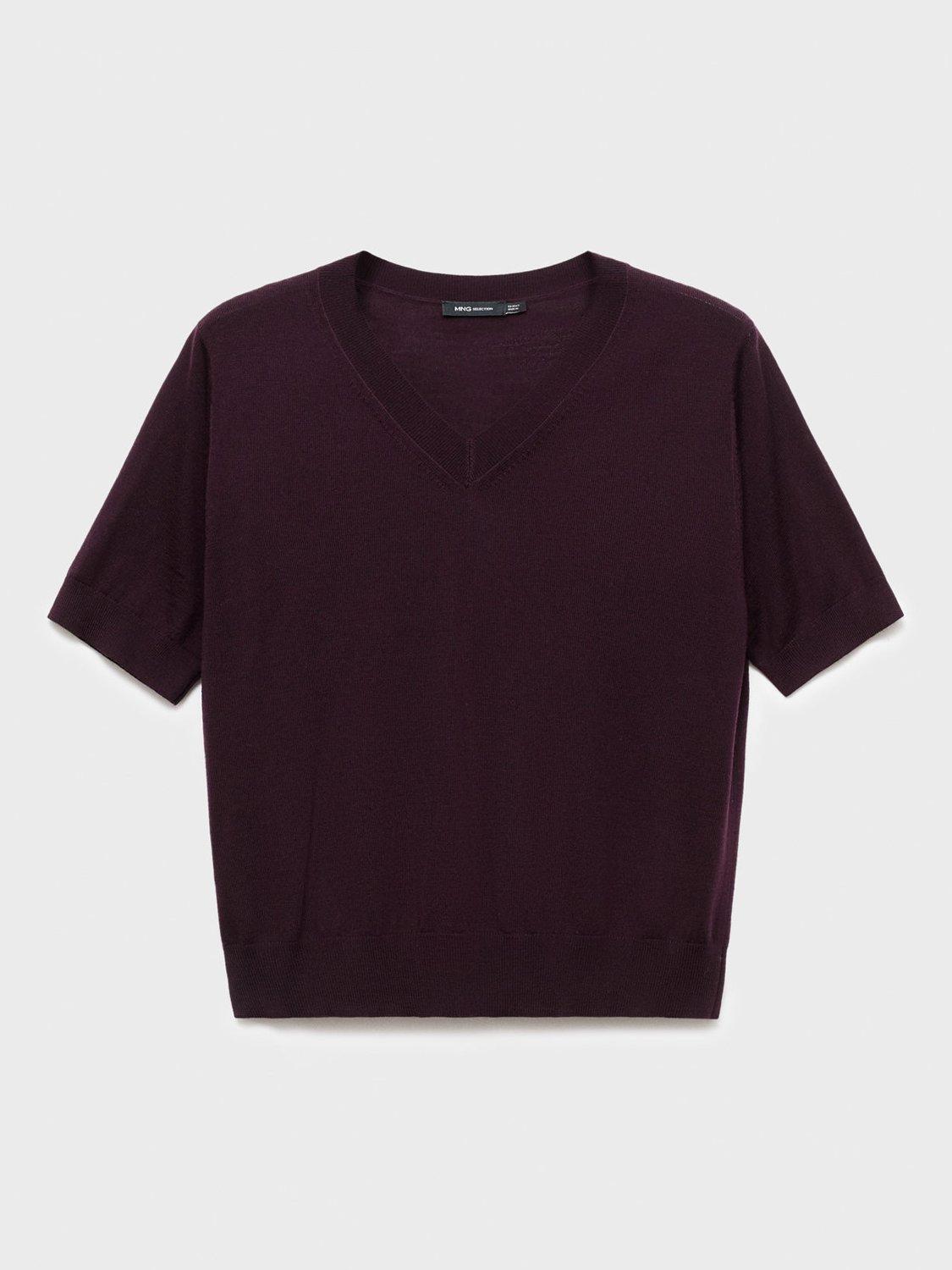 Product image 3 of 8, which shows Mango Kelly Pure Wool Knit Top, Dark Red, XS
