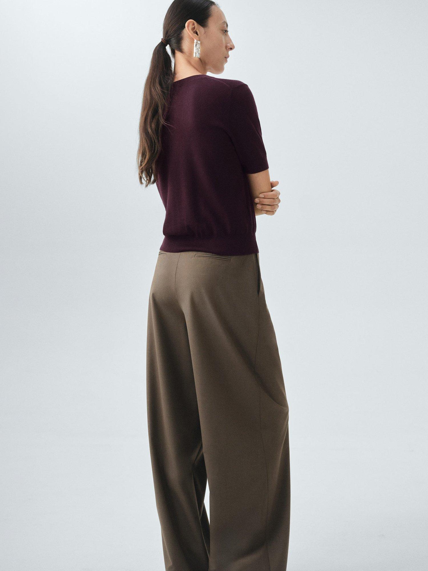 Product image 4 of 8, which shows Mango Kelly Pure Wool Knit Top, Dark Red, XS