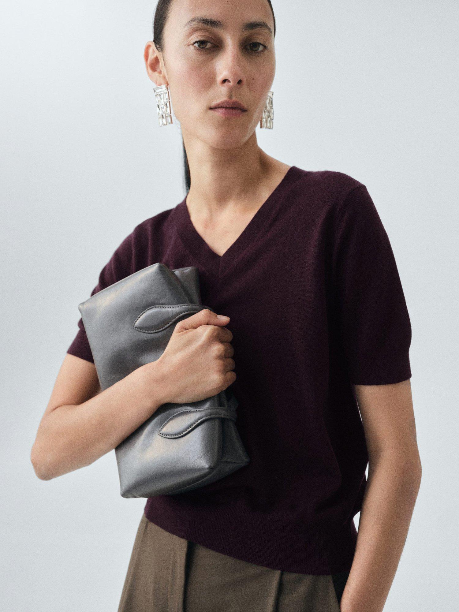 Product image 7 of 8, which shows Mango Kelly Pure Wool Knit Top, Dark Red, XS