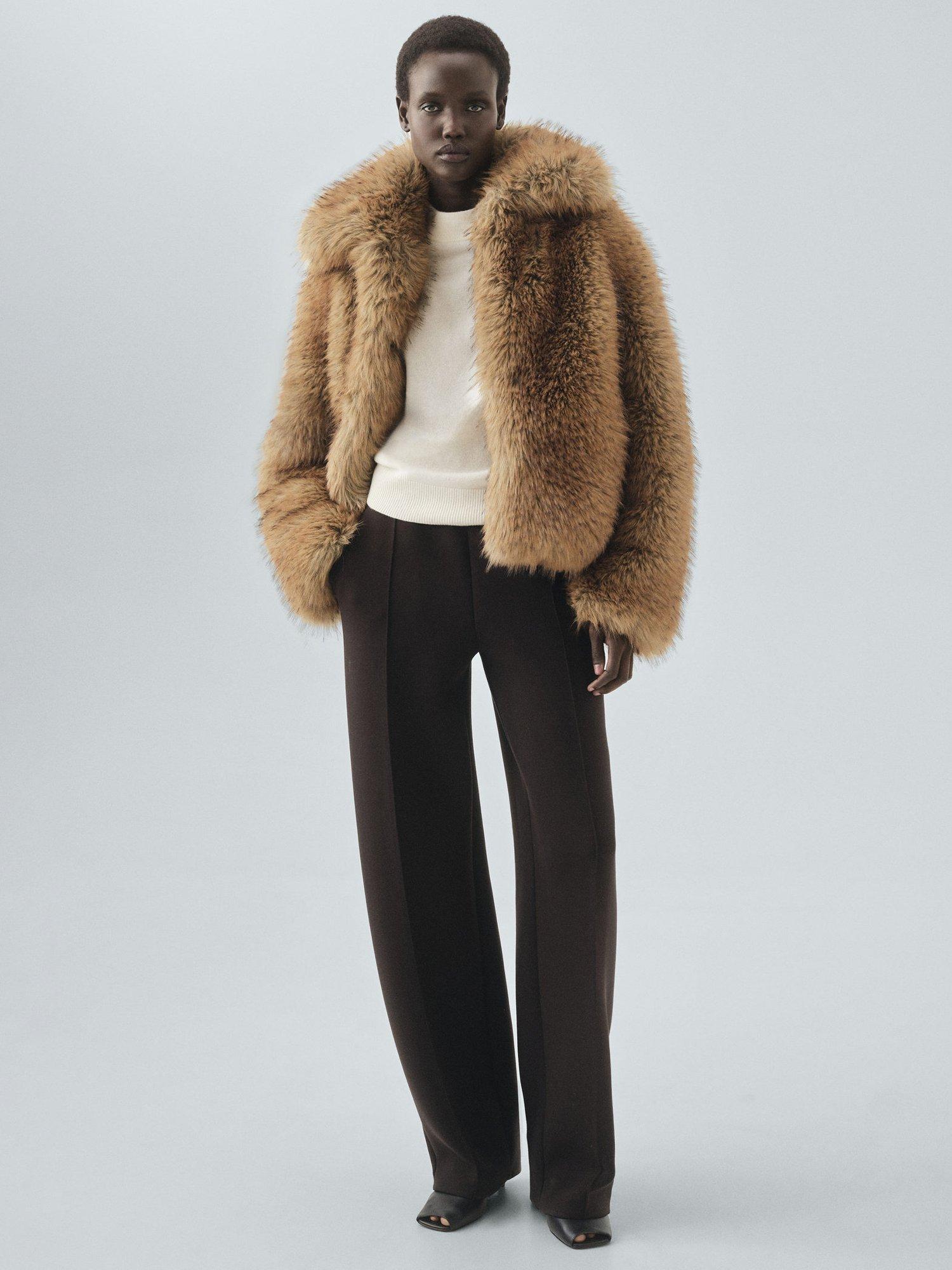 Product image 2 of 7, which shows Mango Libra High Neck Wool Rich Knit Top, Light Beige, XS