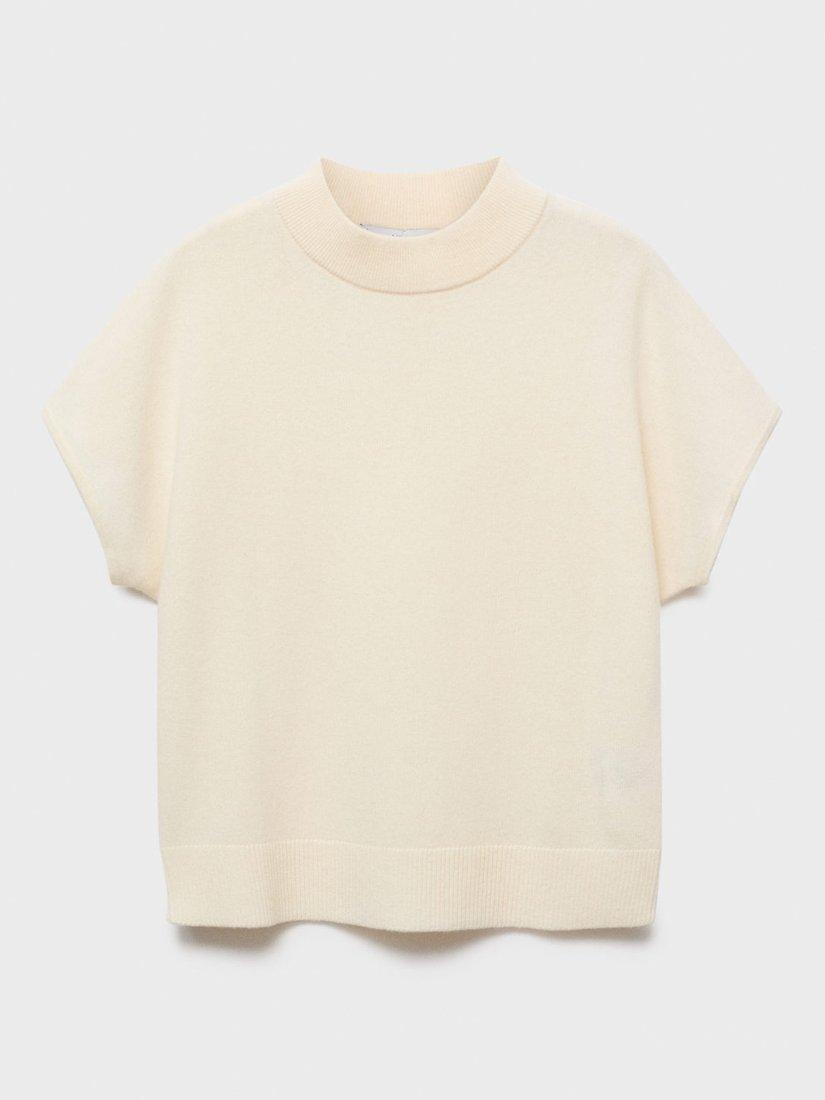 Product image 3 of 7, which shows Mango Libra High Neck Wool Rich Knit Top, Light Beige, XS