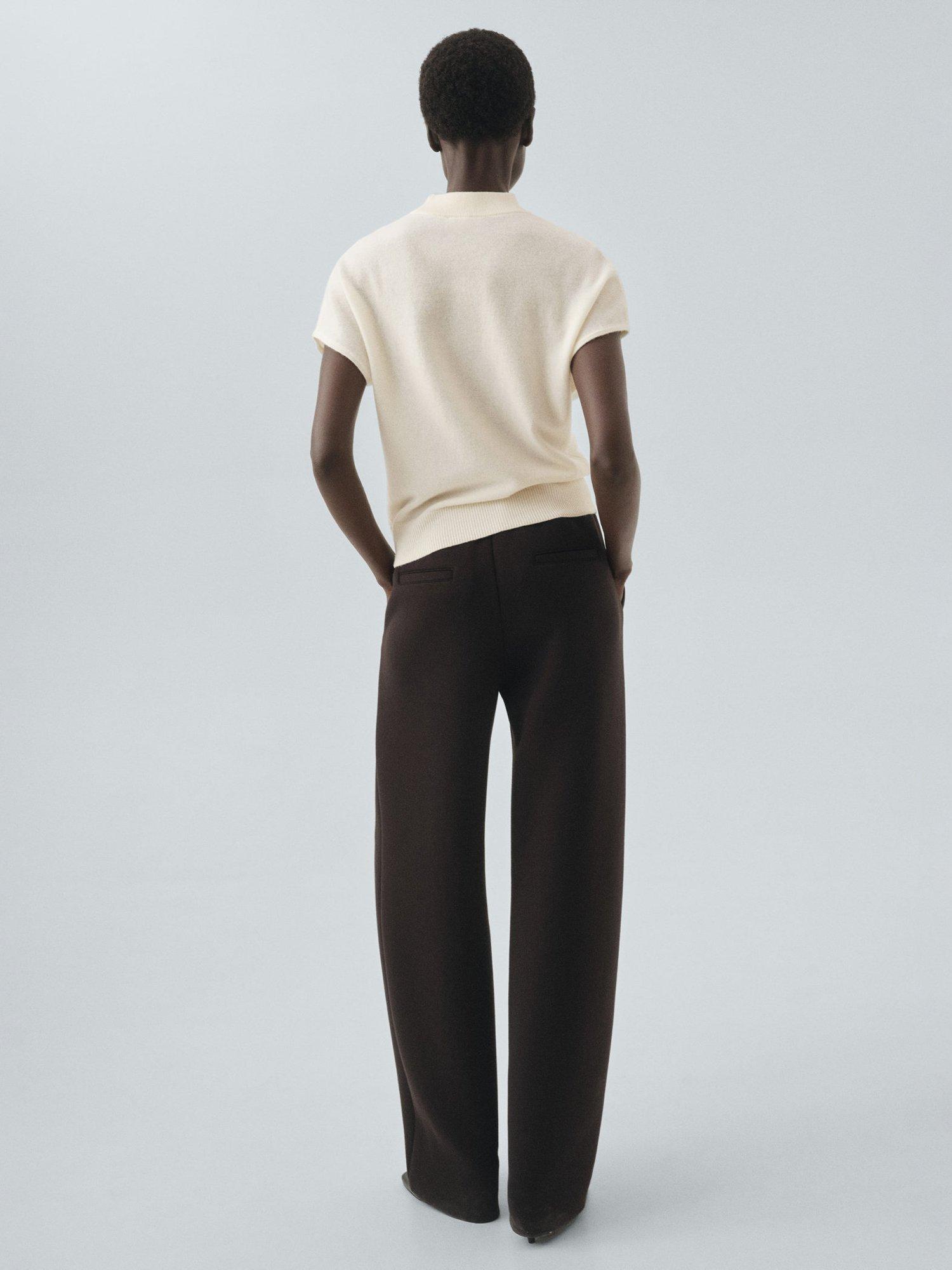 Product image 4 of 7, which shows Mango Libra High Neck Wool Rich Knit Top, Light Beige, XS