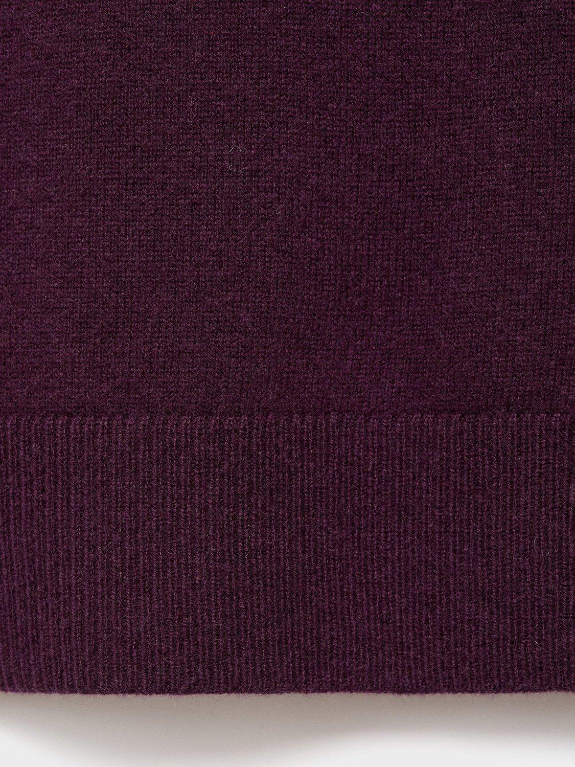 Product image 5 of 7, which shows Mango Libra High Neck Wool Rich Knit Top, Dark Red, S