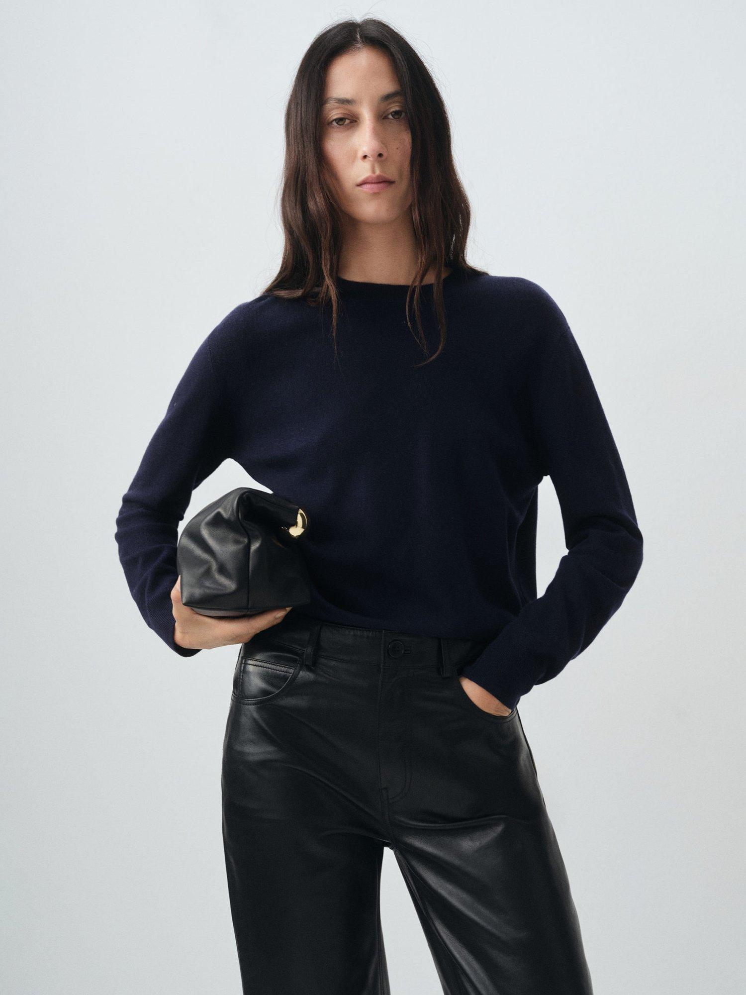 Mango Serrano Pure Wool Jumper, Navy