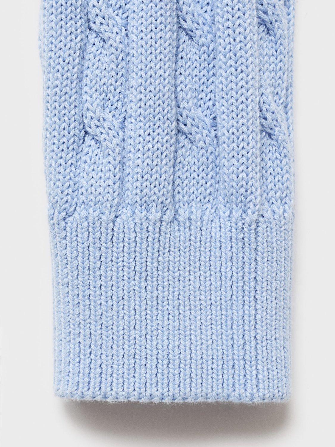 Product image 5 of 9, which shows Mango Sunny Cable Knit Jumper, Pastel Blue, 6XL