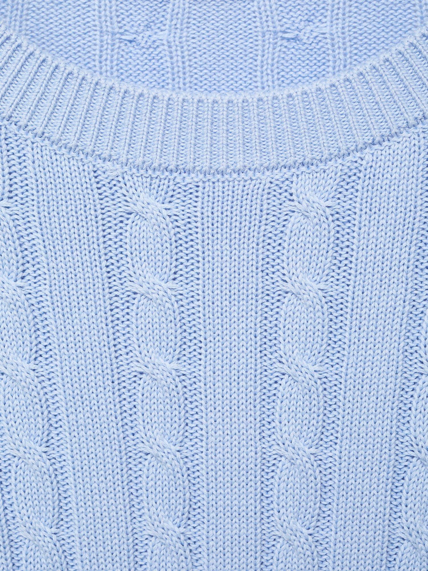 Product image 9 of 9, which shows Mango Sunny Cable Knit Jumper, Pastel Blue, 6XL