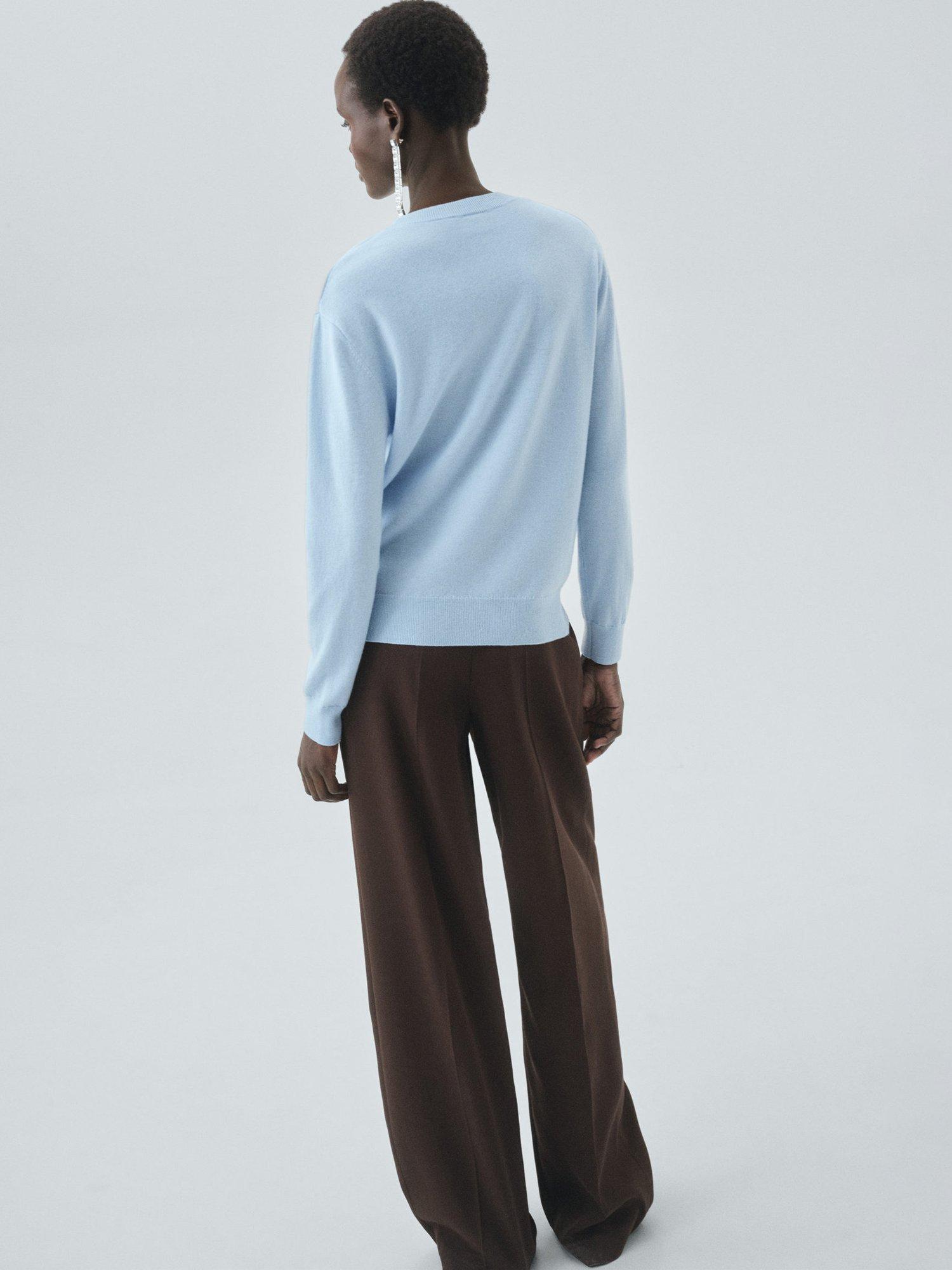 Product image 4 of 8, which shows Mango Serrano Pure Wool Jumper, Pastel Blue, XL