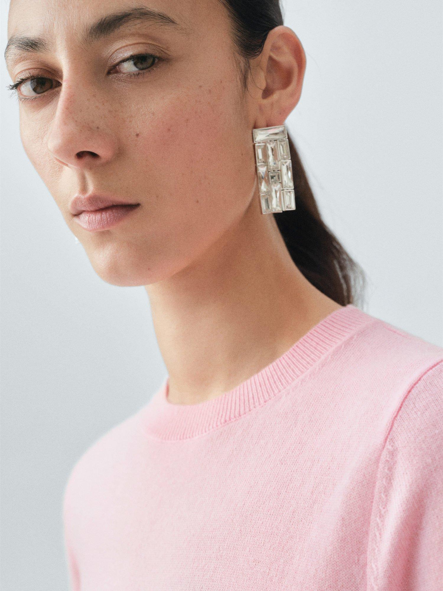 Product image 6 of 8, which shows Mango Taurus Wool Rich Knit Top, Pink, S