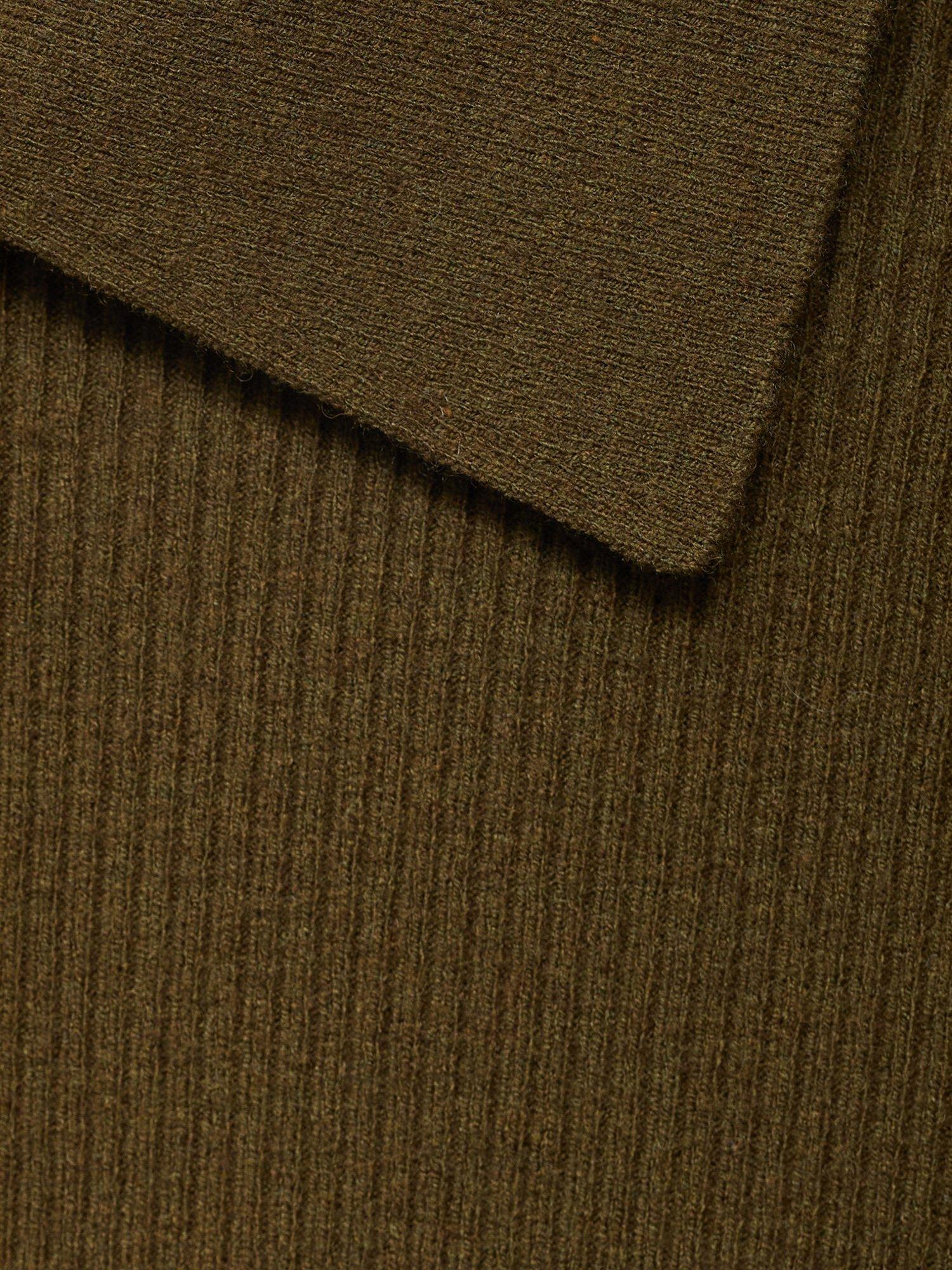 Product image 5 of 7, which shows Mango Twenties Ribbed Polo Knit Top, Khaki, XXS