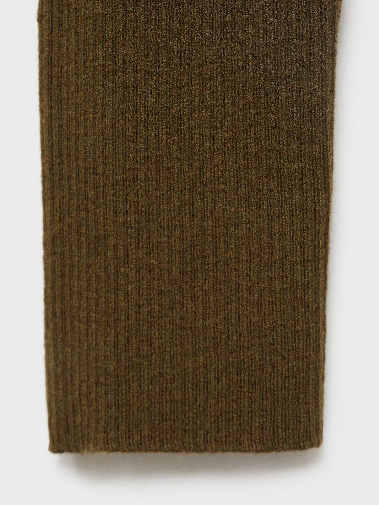 Product image 7 of 7, which shows Mango Twenties Ribbed Polo Knit Top, Khaki, XXS