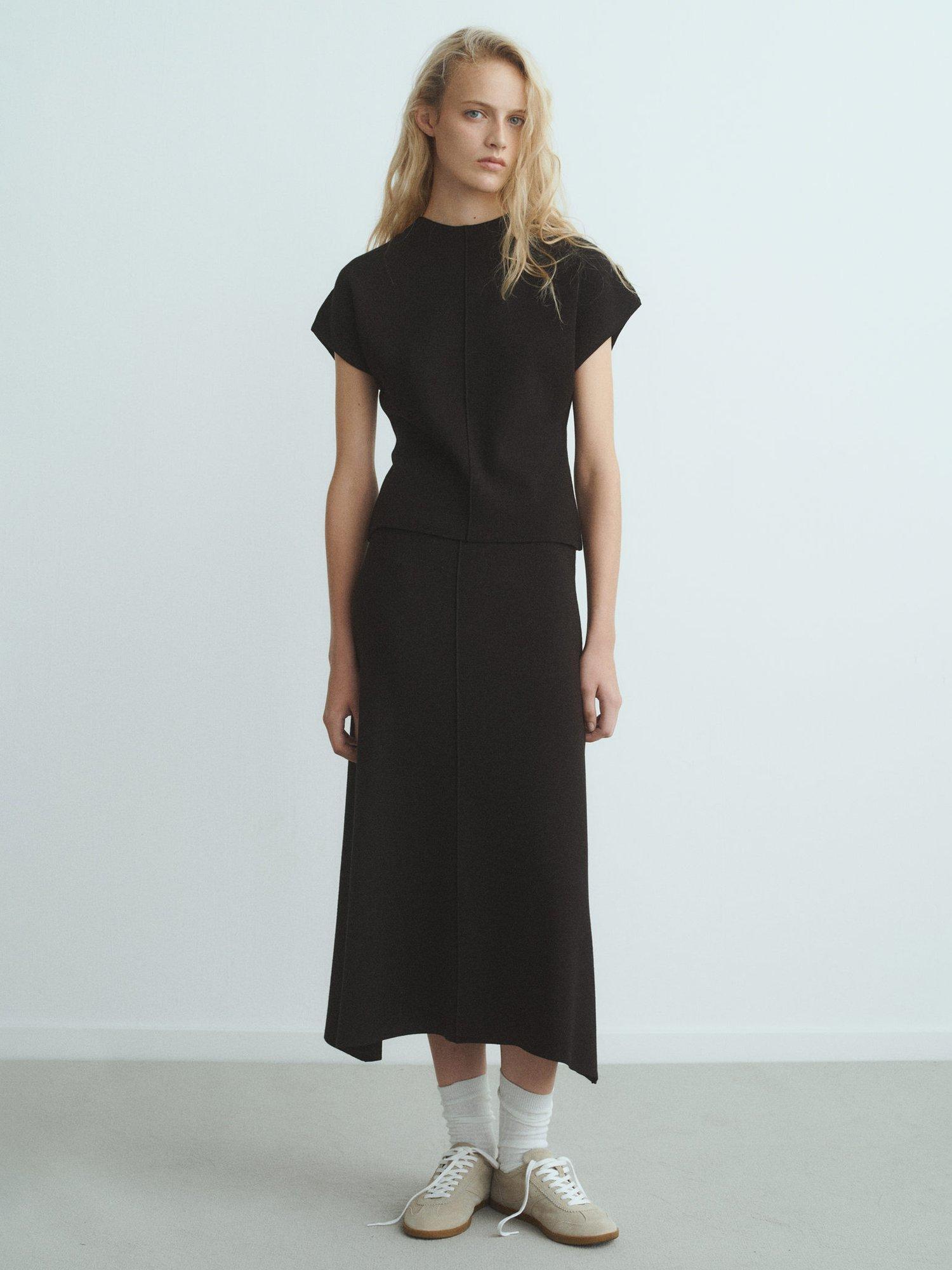 Product image 2 of 7, which shows Mango Zonard Knit Top, Black, S