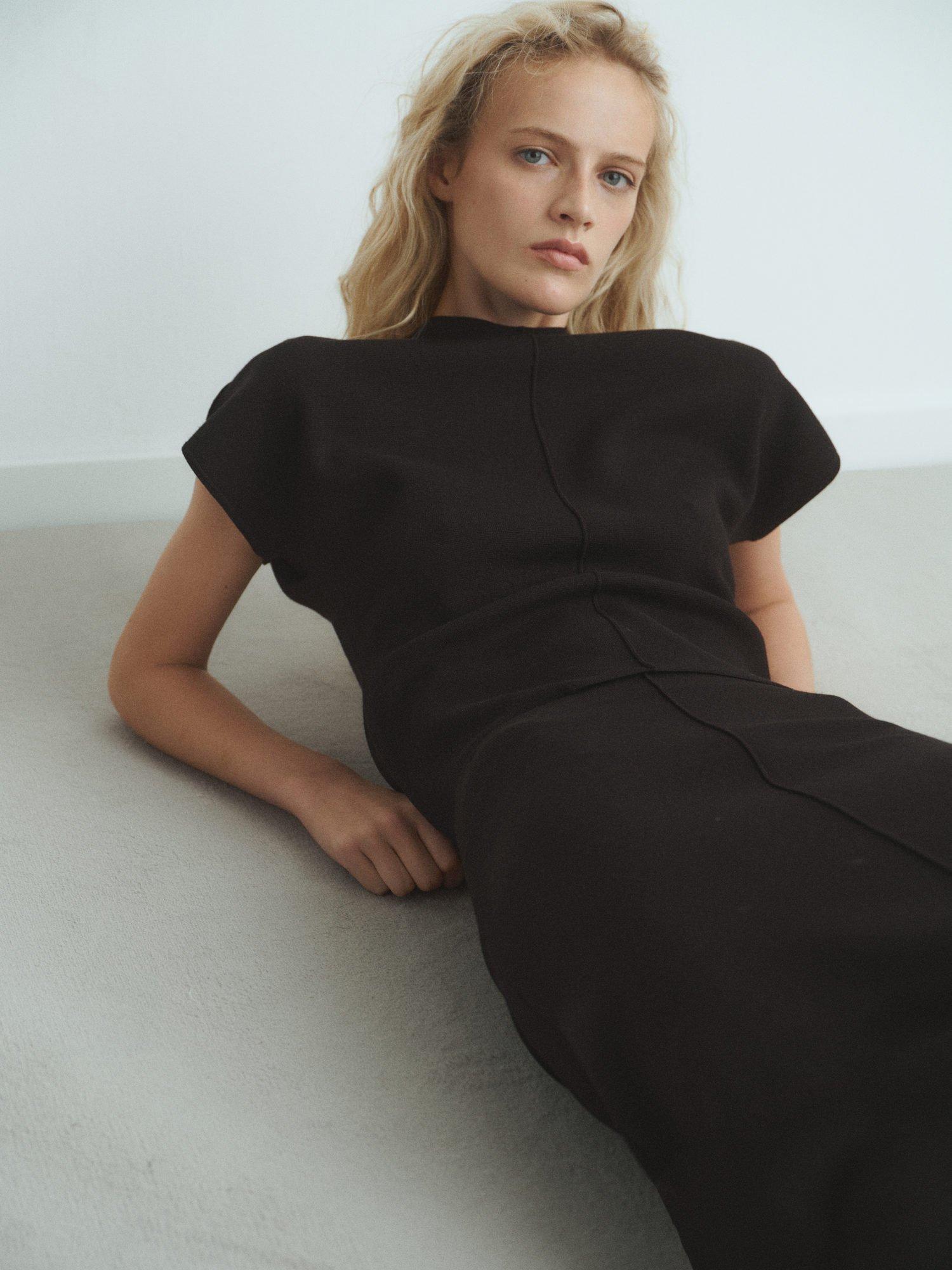 Product image 6 of 7, which shows Mango Zonard Knit Top, Black, S