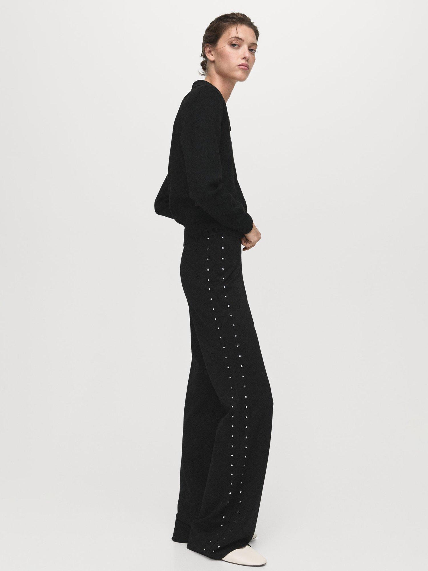 Product image 2 of 8, which shows Mango Atlanta Rhinestone Leggings, Black, XS