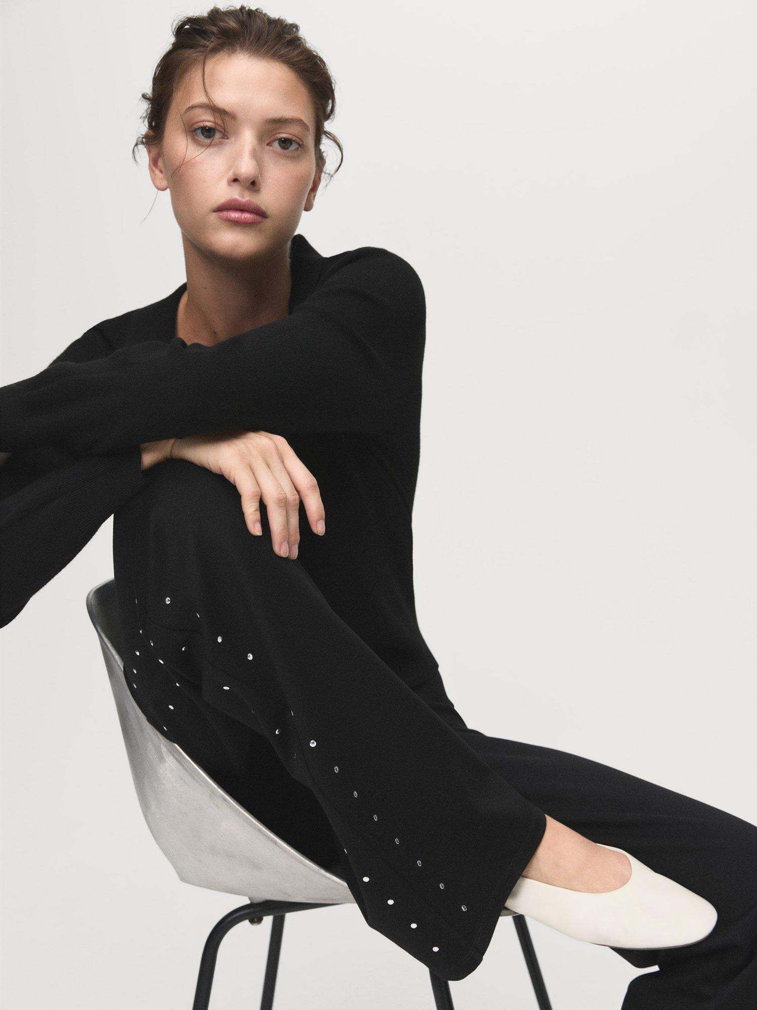 Product image 7 of 8, which shows Mango Atlanta Rhinestone Leggings, Black, XS