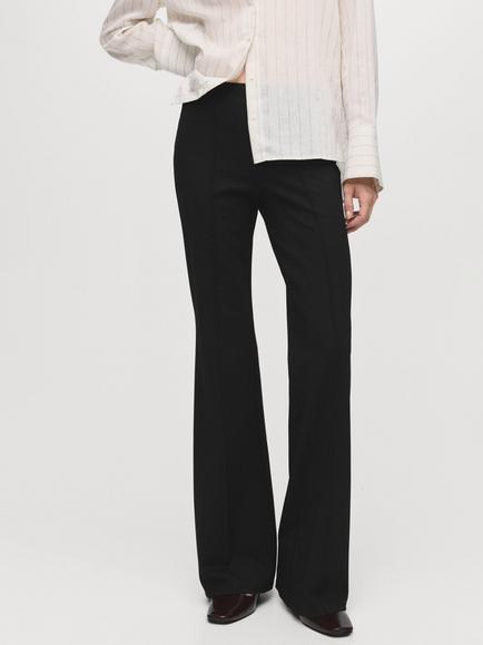 Mango Delfi Seam Detail Leggings, Black