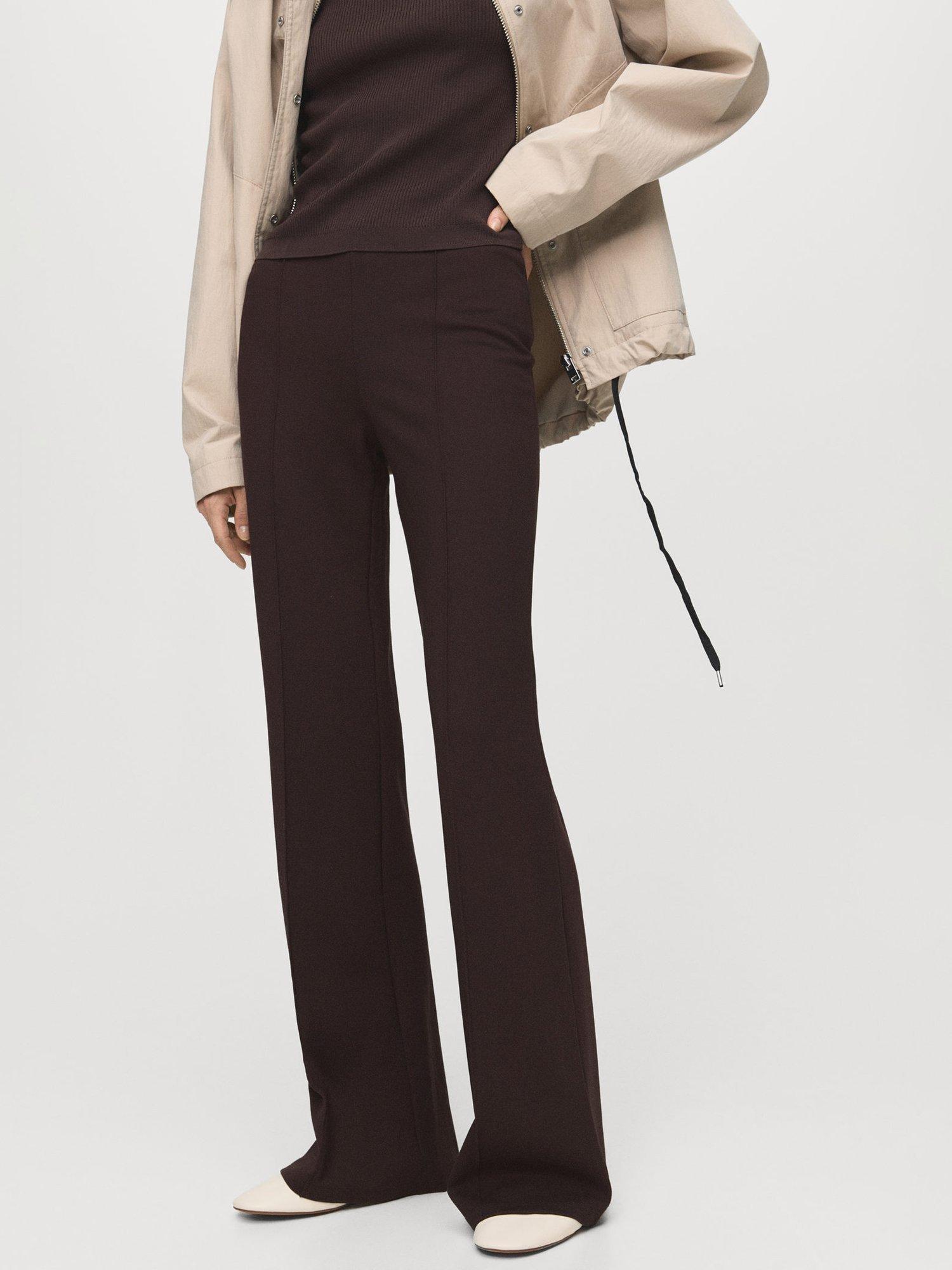Product image 1 of 8, which shows Mango Delfi Seam Detail Leggings, Brown, XS