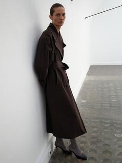 Mango Graz Wool Rich Trench Coat, Dark Brown, Dark Brown