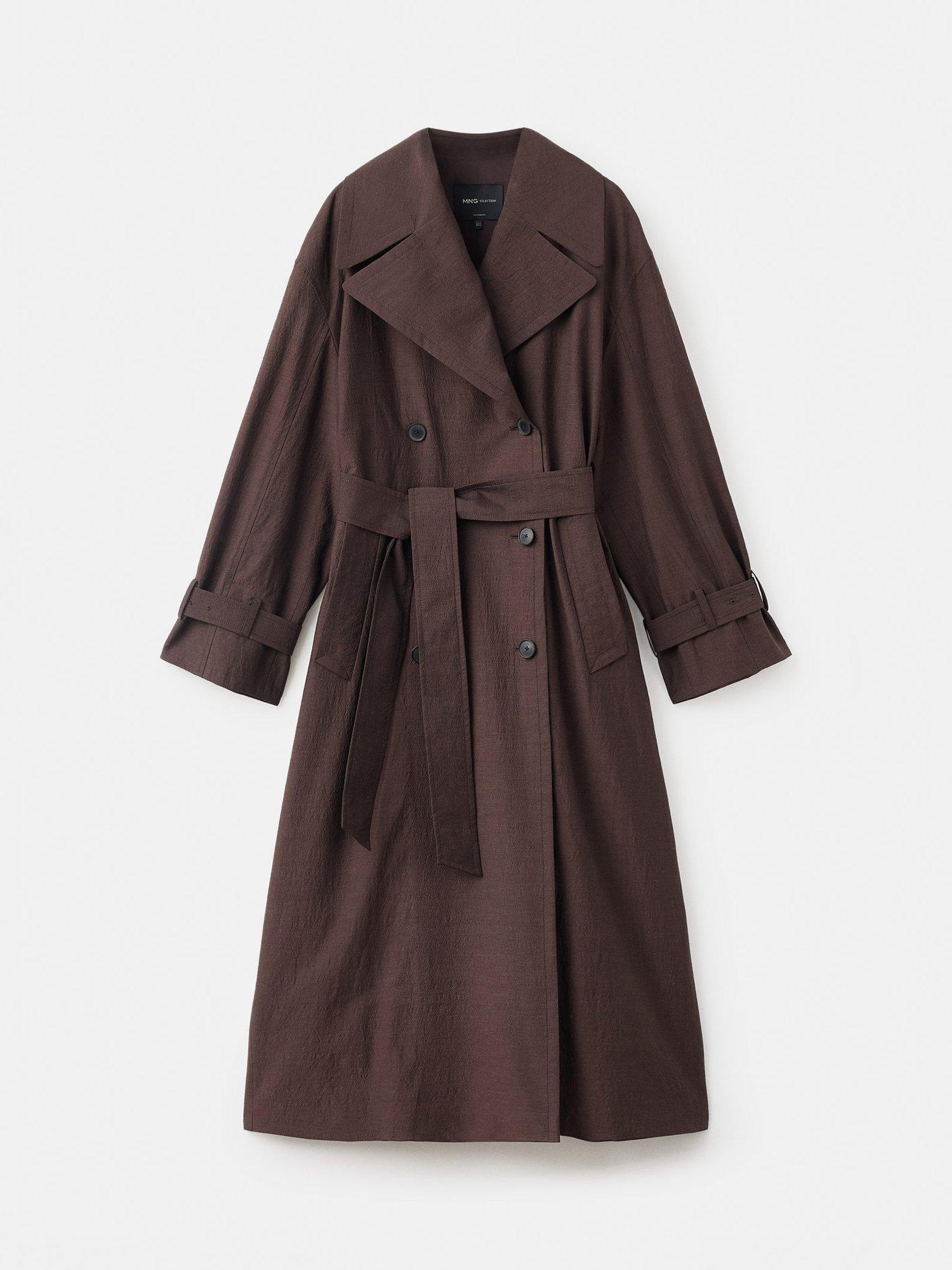 Product image 3 of 7, which shows Mango Graz Wool Rich Trench Coat, Dark Brown, S