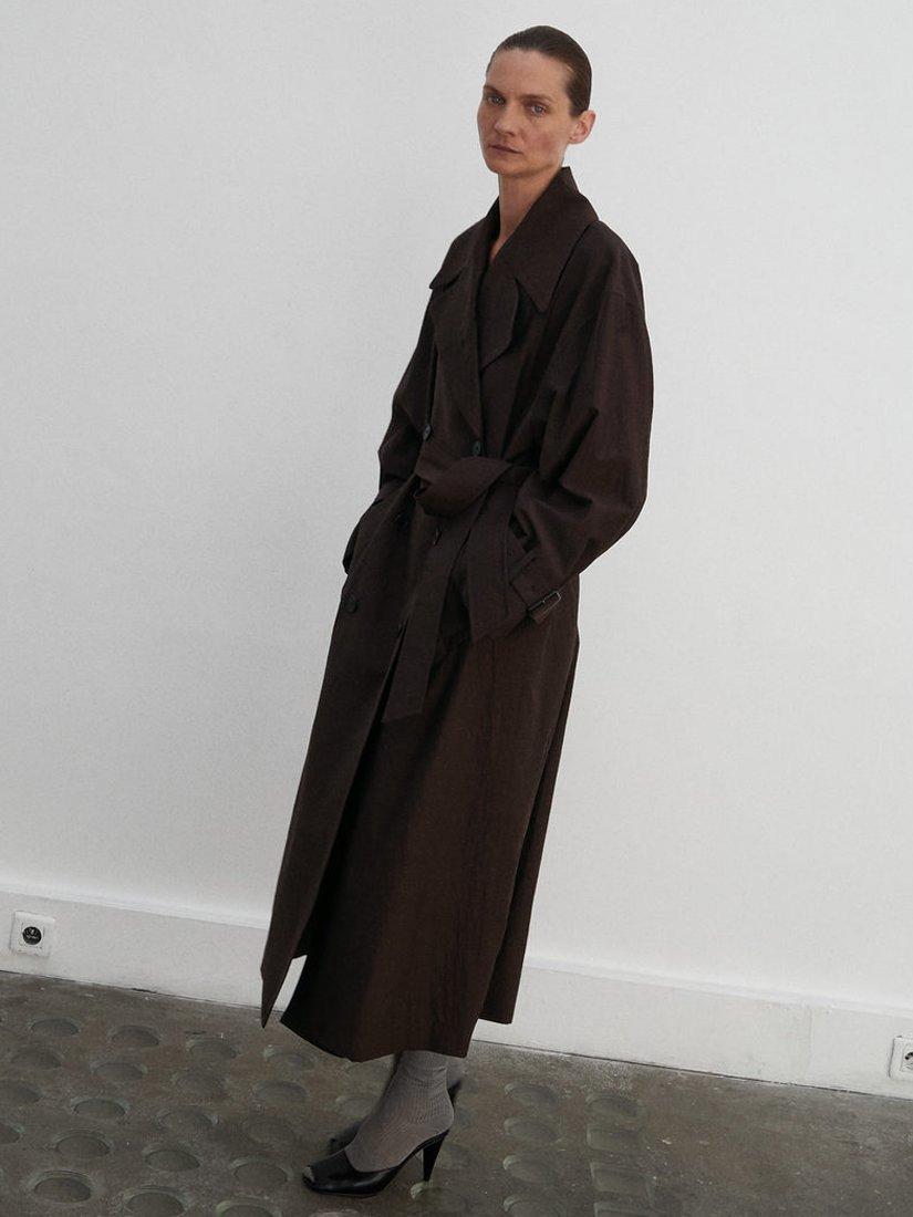 Product image 6 of 7, which shows Mango Graz Wool Rich Trench Coat, Dark Brown, S