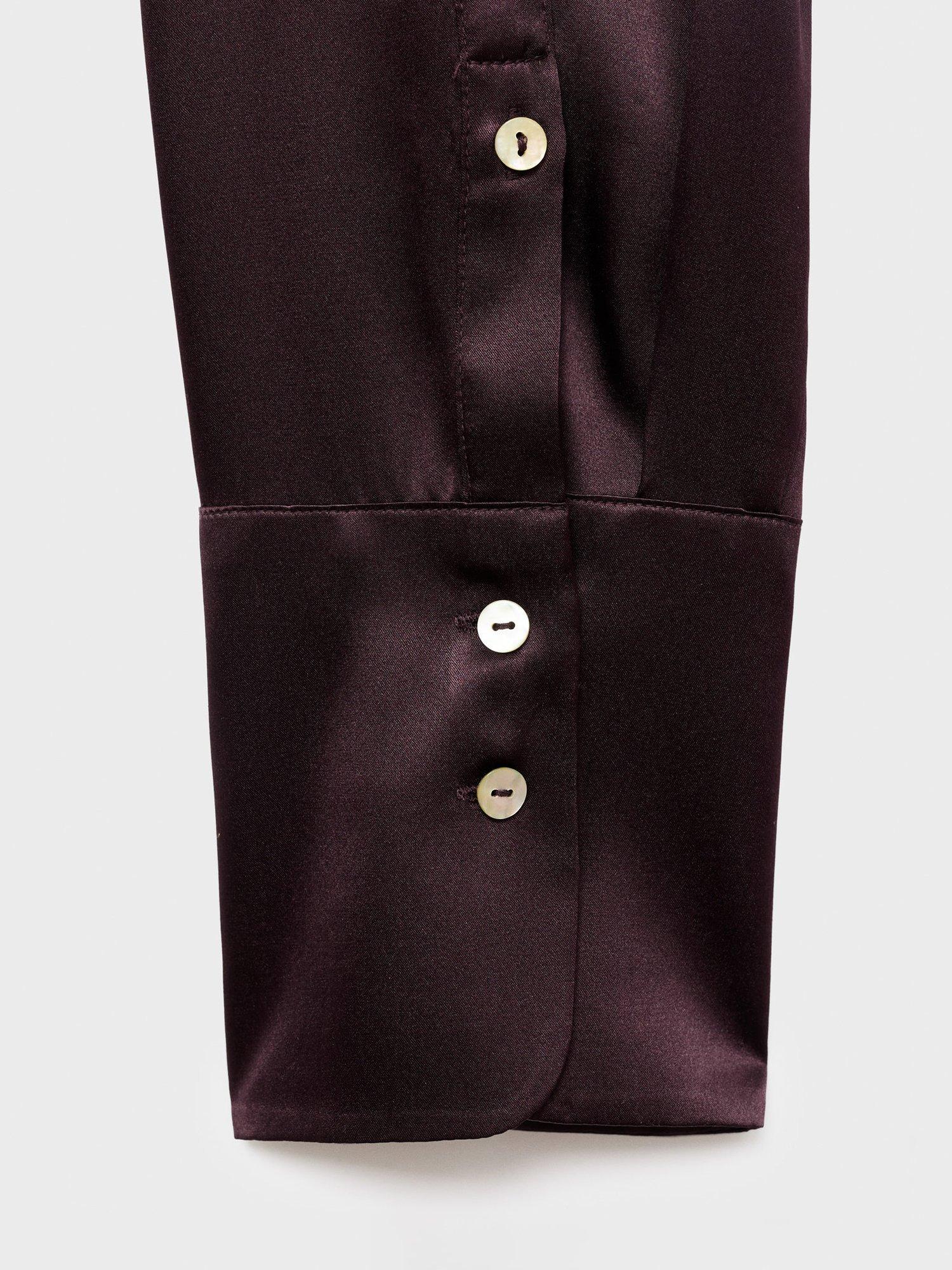 Product image 5 of 8, which shows Mango Adriana Pure Silk Satin Shirt, Medium Brown, 8