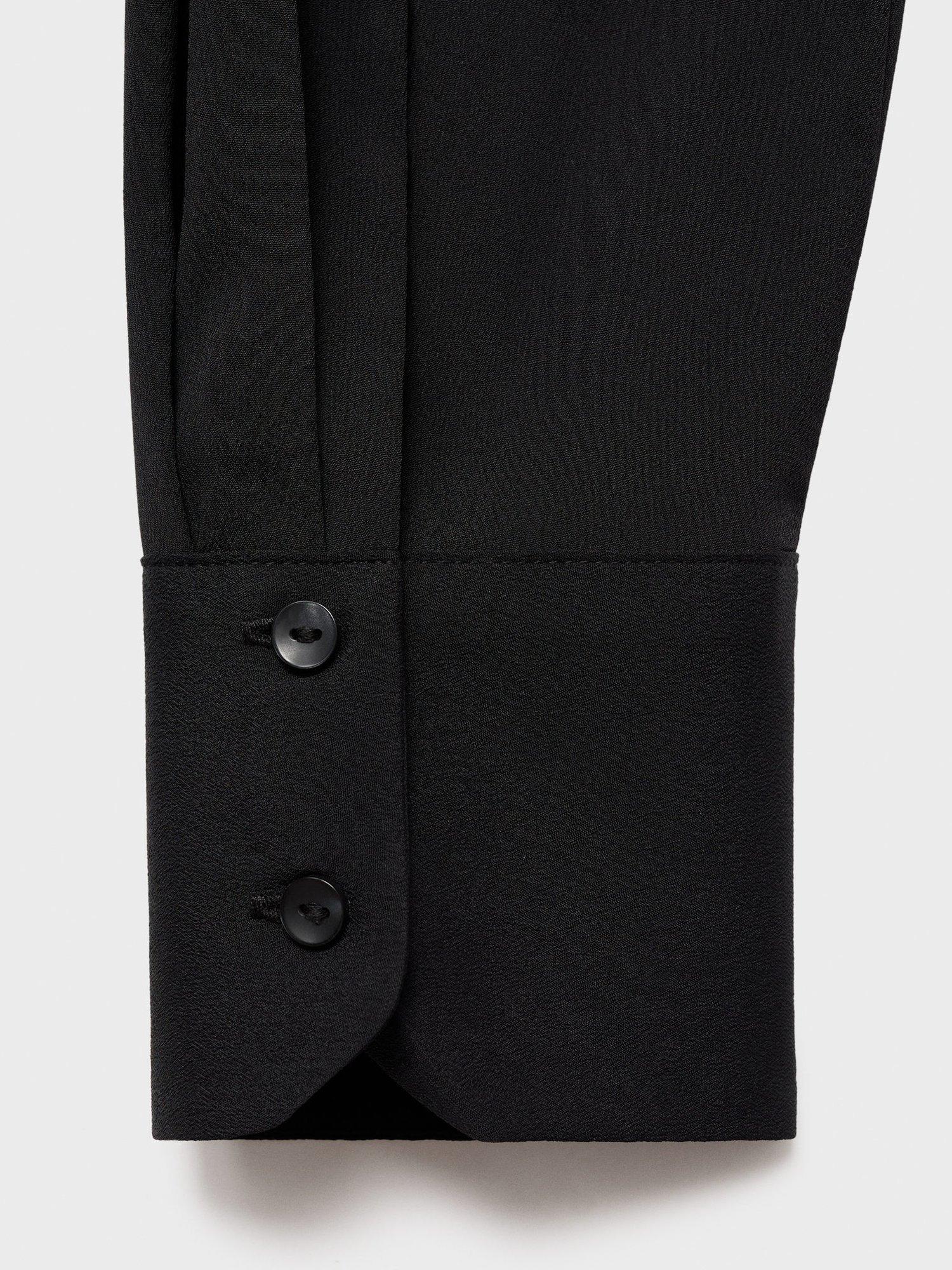 Product image 5 of 9, which shows Mango Basic Fluid Long Sleeve Shirt, Black, 8