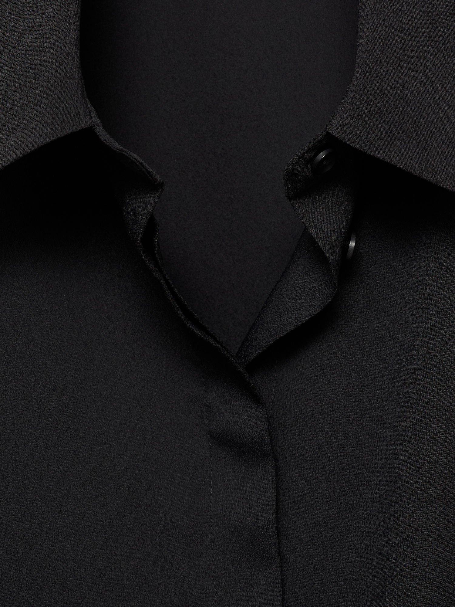 Product image 9 of 9, which shows Mango Basic Fluid Long Sleeve Shirt, Black, 8