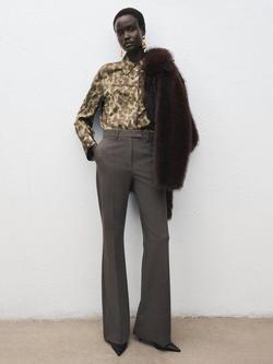 Mango Camila Spot Satin Shirt, Brown - view 2, Brown