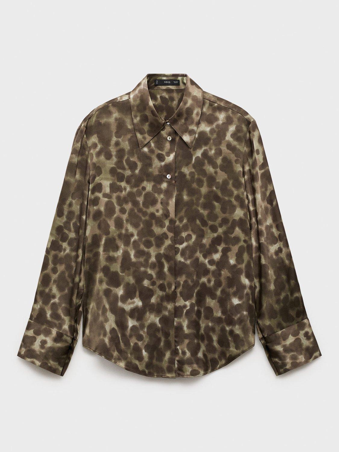 Product image 3 of 8, which shows Mango Camila Spot Satin Shirt, Brown, 26