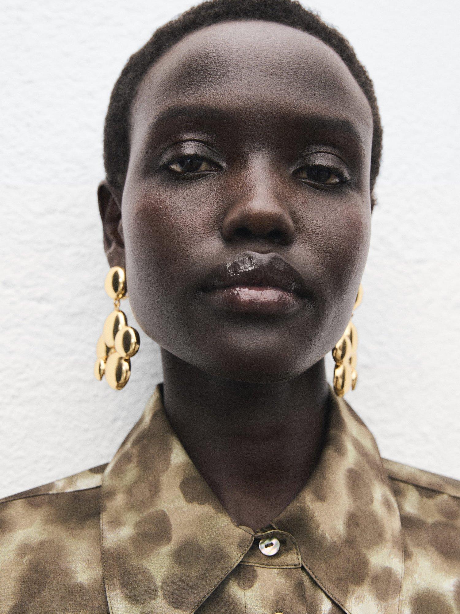 Product image 6 of 8, which shows Mango Camila Spot Satin Shirt, Brown, 26