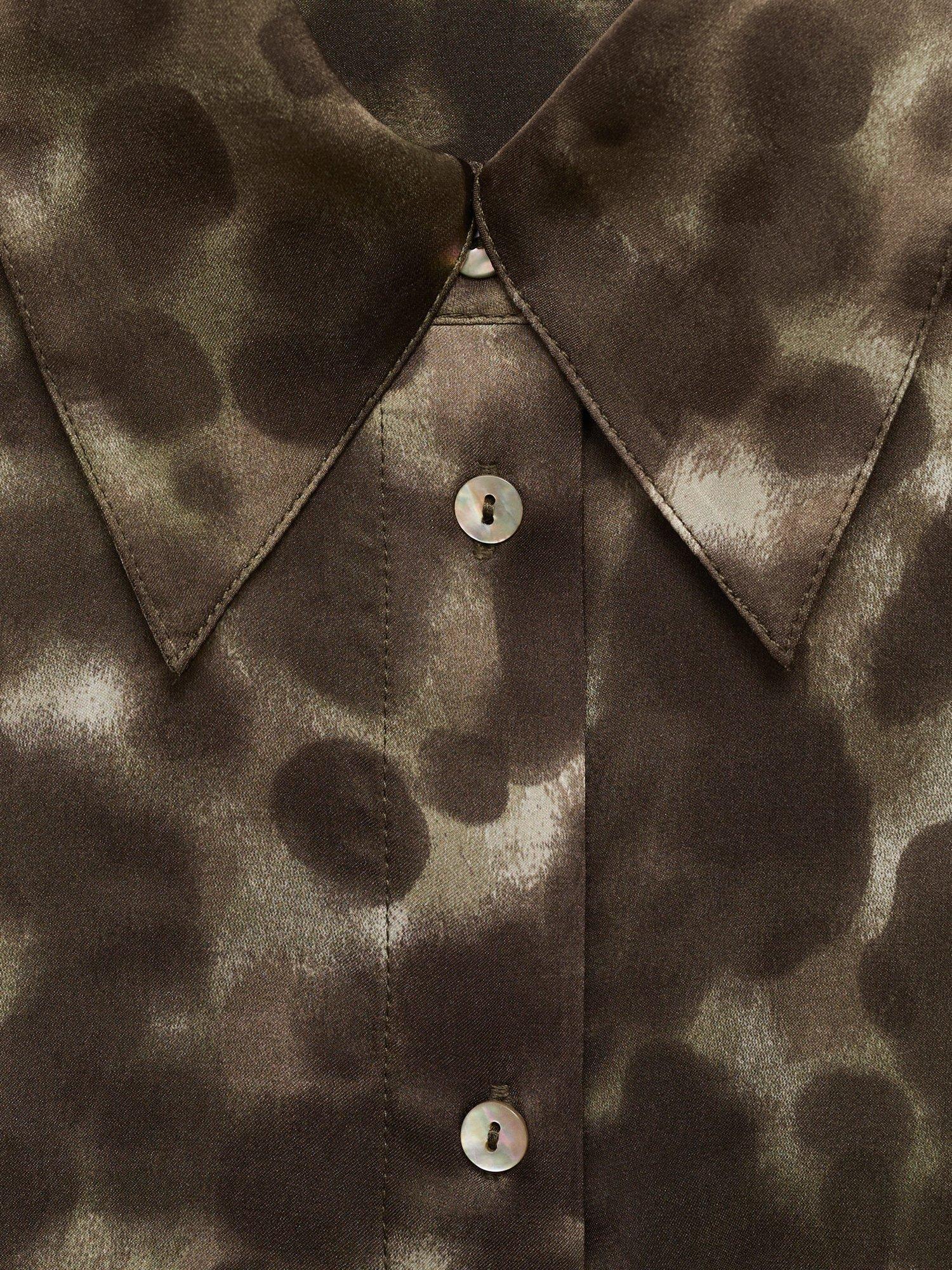 Product image 8 of 8, which shows Mango Camila Spot Satin Shirt, Brown, 26