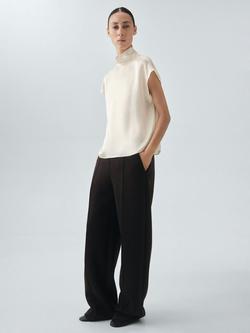 Mango Lunas Pure Silk Top - view 2, Light Beige