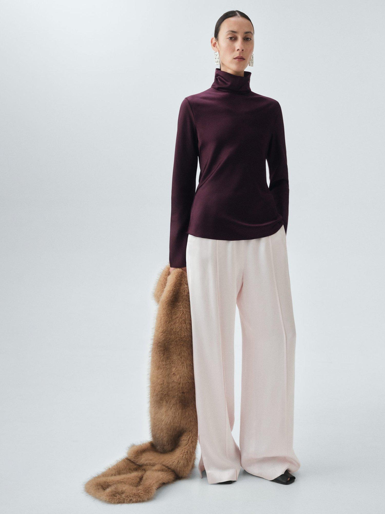 Product image 2 of 8, which shows Mango Stone Satin Top, Medium Purple, 8