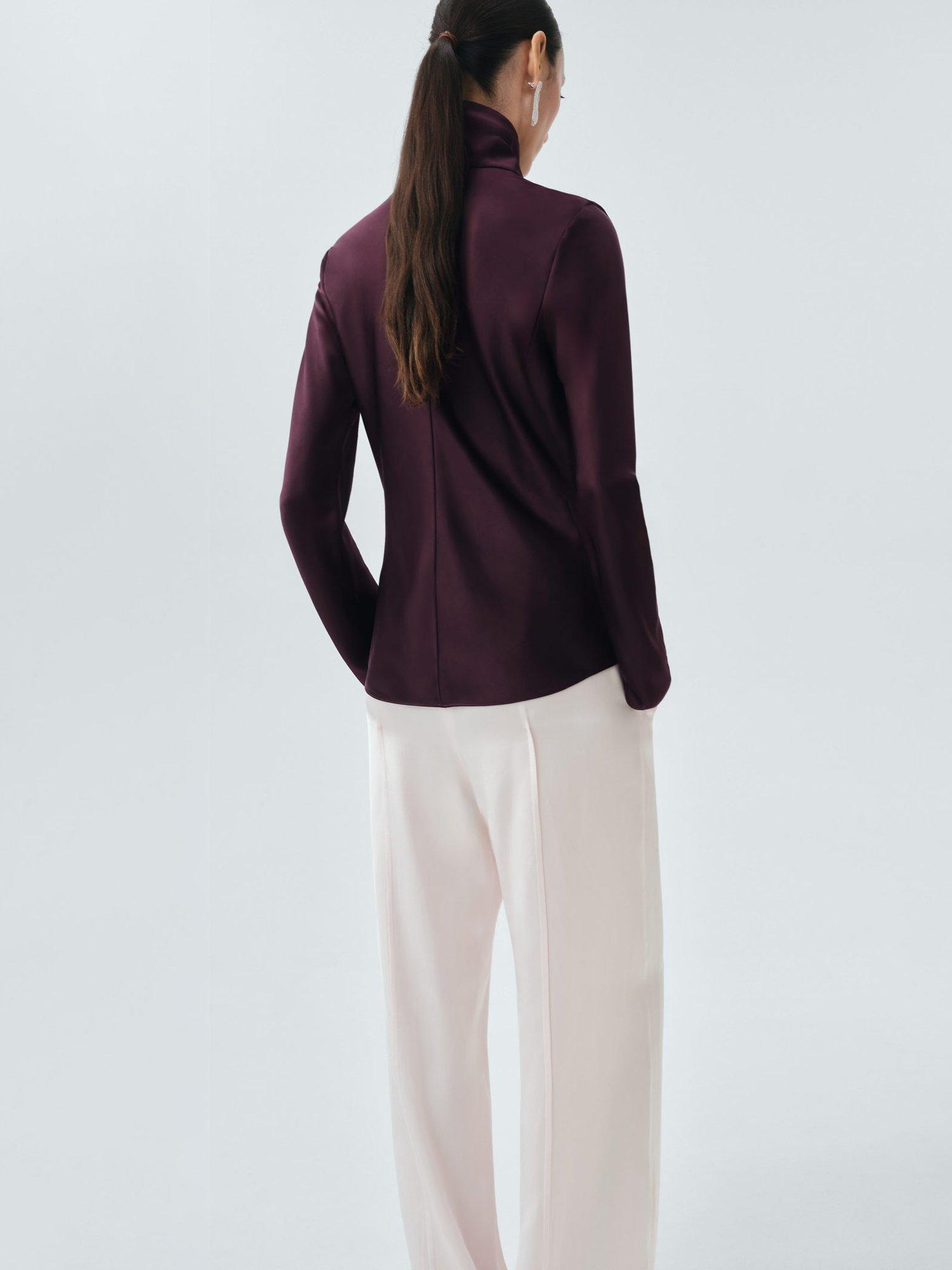 Product image 4 of 8, which shows Mango Stone Satin Top, Medium Purple, 8