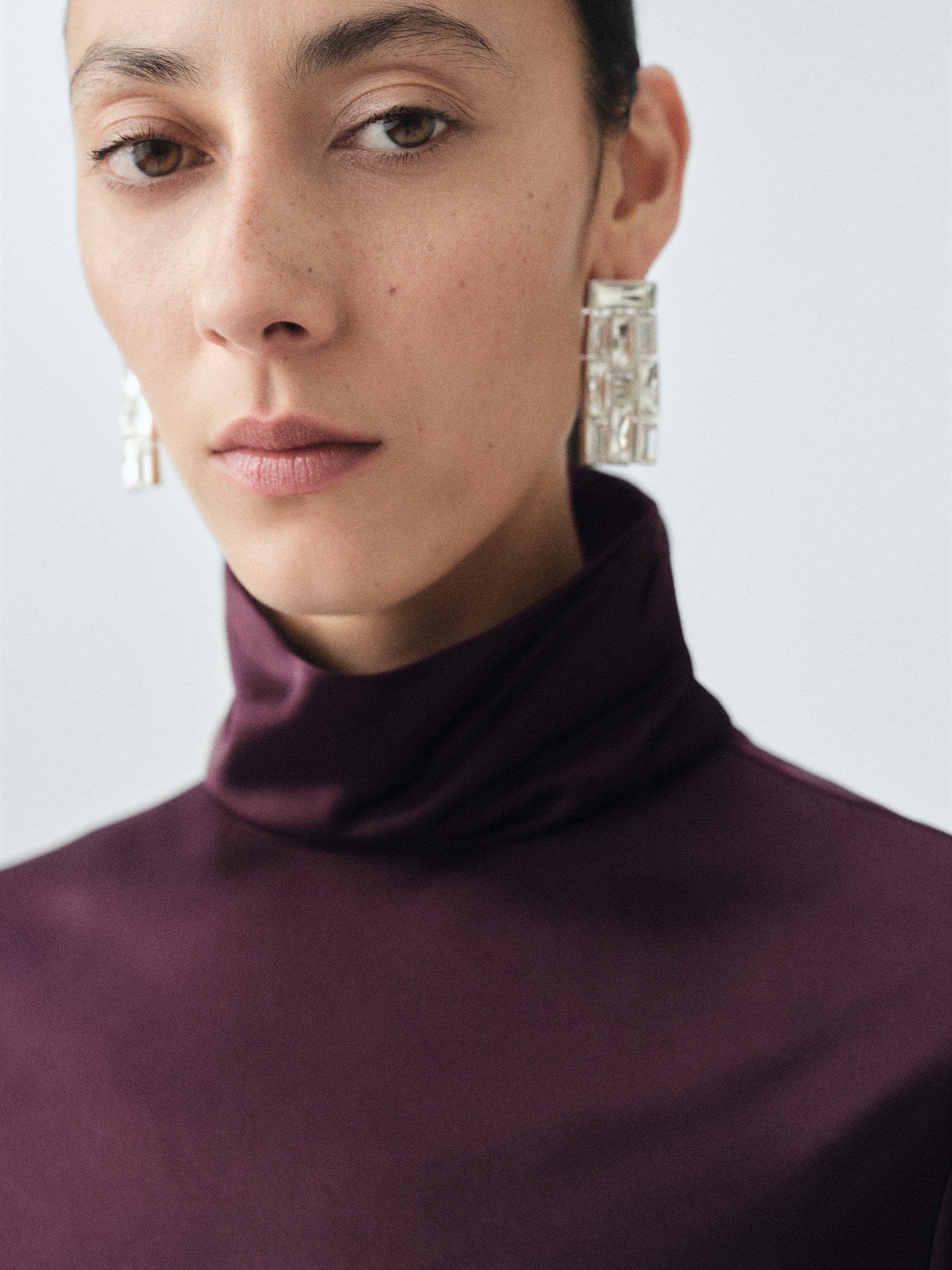 Product image 6 of 8, which shows Mango Stone Satin Top, Medium Purple, 8